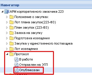 Нахождение Протокола после публикации в ЕИС